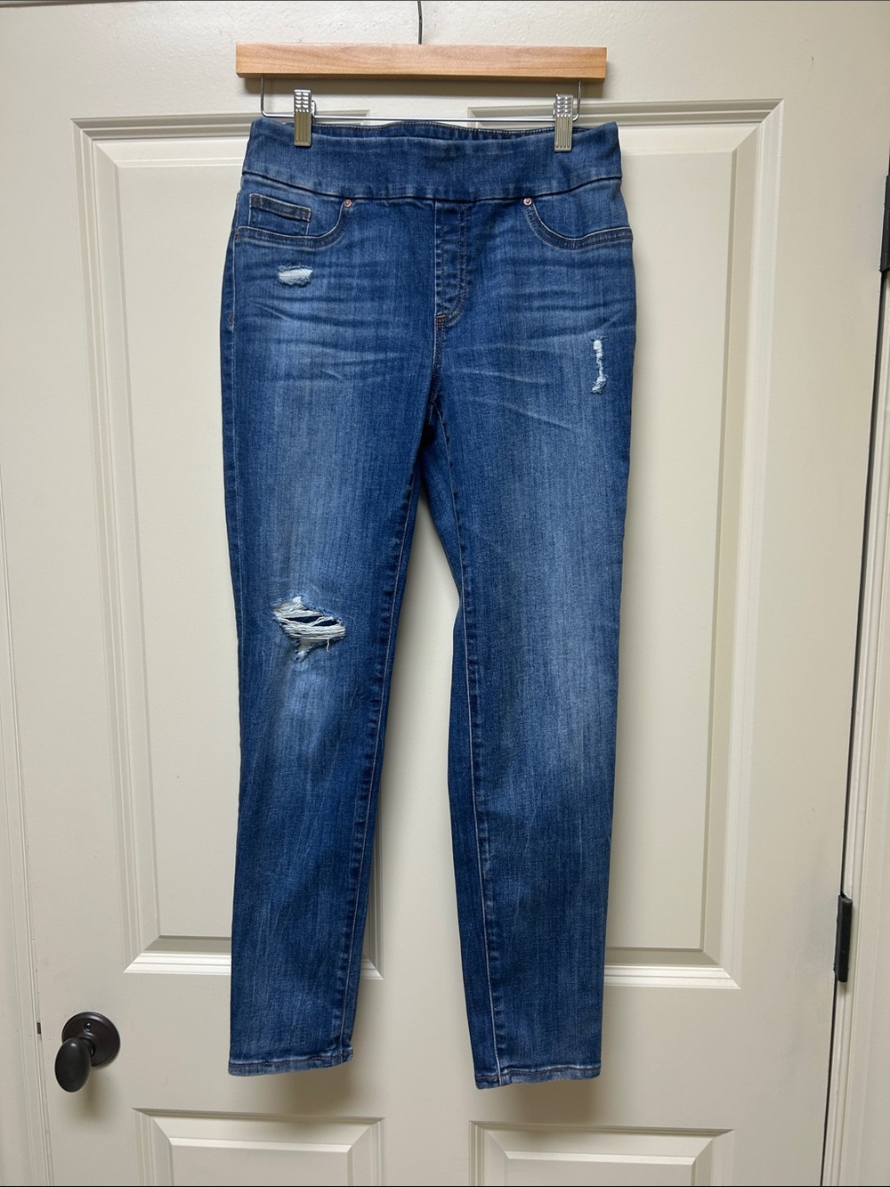 Chico's Dark Blue Ripped Skinny Jeans